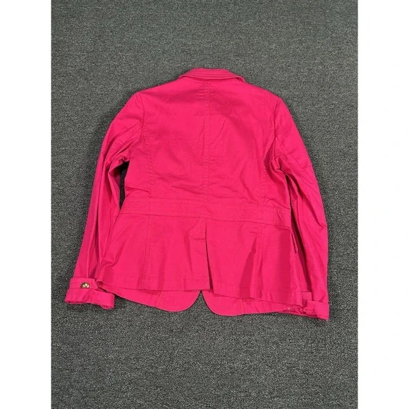 New Talbots Jacket Womens‎ 6 Hot Pink Gold Buttons Barn Chore Safari Military - Picture 2 of 8